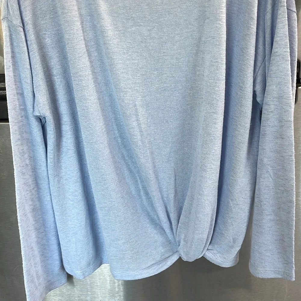DKNY Jeans  light Blue‎ boat neck women’s XL Sweater Long sleeve deco hem